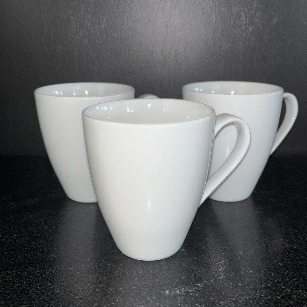 West Elm White Coffee Mugs Cups Set Of 3 Tea 4.25